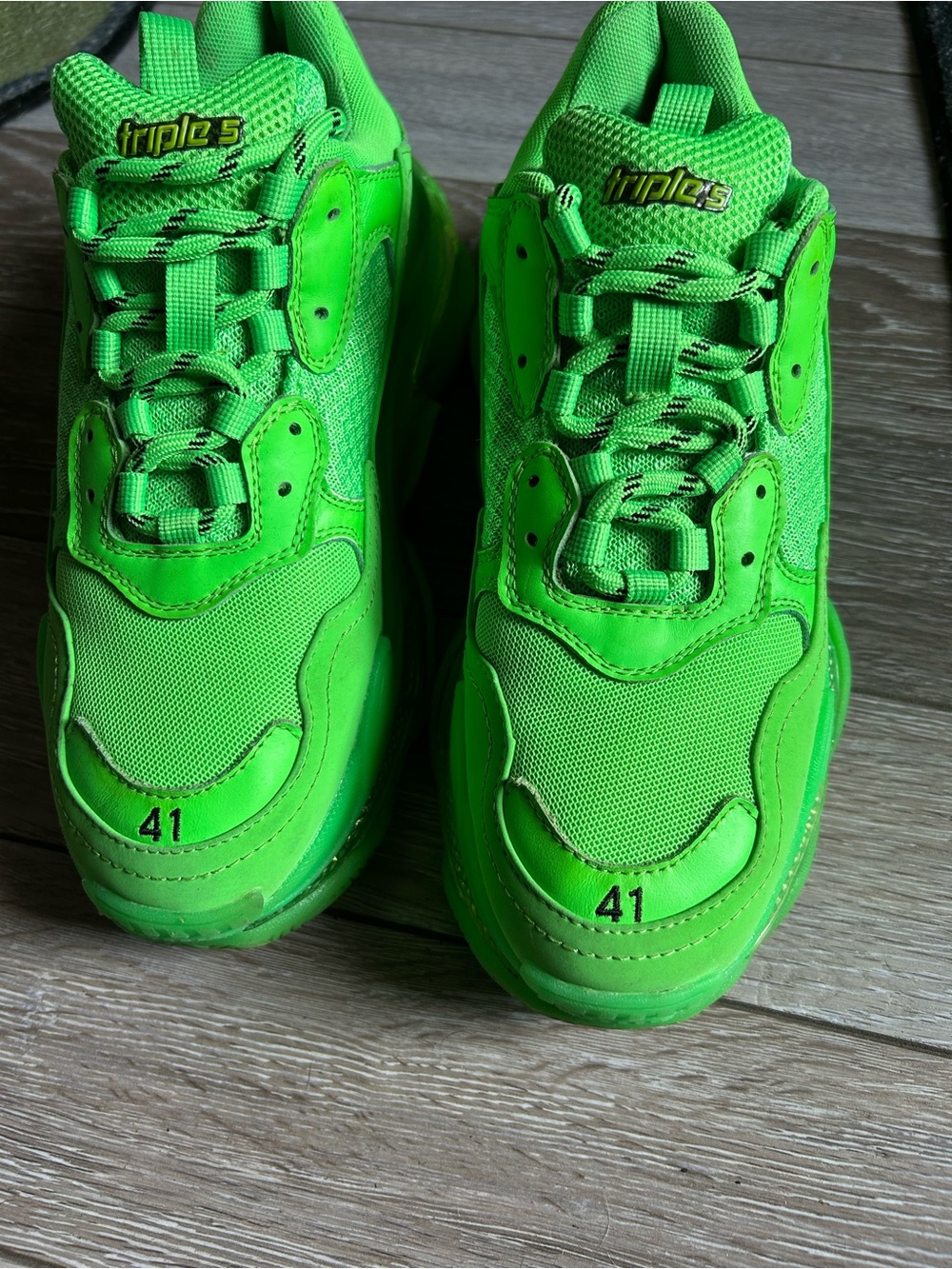 Men’s Balenciaga Triple S Chunky Sneakers Neon Green - Picture 4 of 4